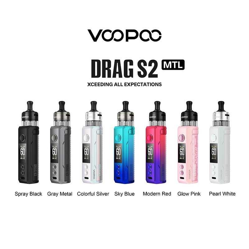 Voopoo 드래그 s2 팟 모드 키트 60w와 PnP X 카트리지 DTL / MTL 2500mAh 5ml